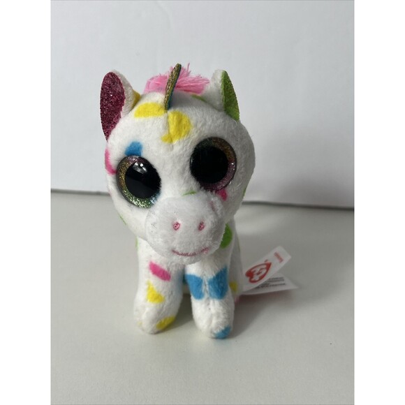 Ty Beanie Boos Harmonie Multicolor The Unicorn 6" plush Keychain - Picture 1 of 6